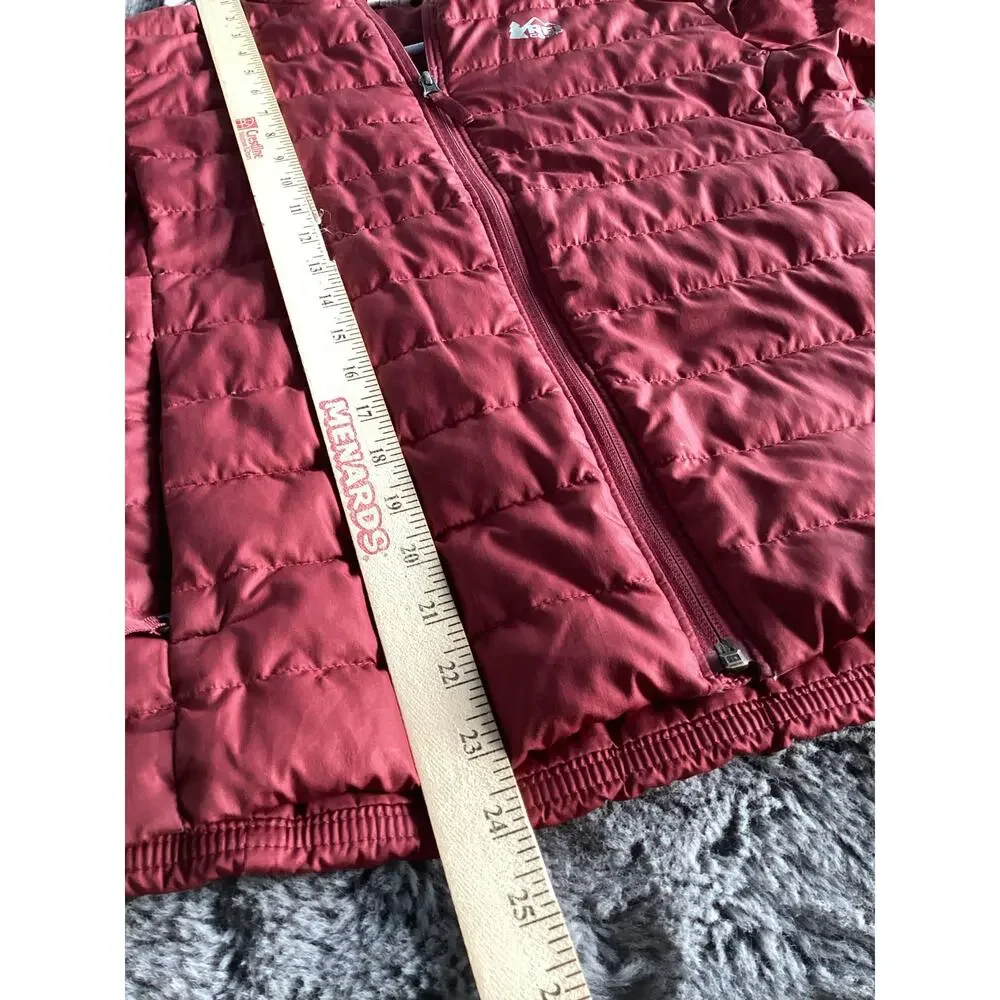 REI Co-Op Kids Full Zip Quilted‎ Down Puffer Jacket Burgundy Size Large 14-16